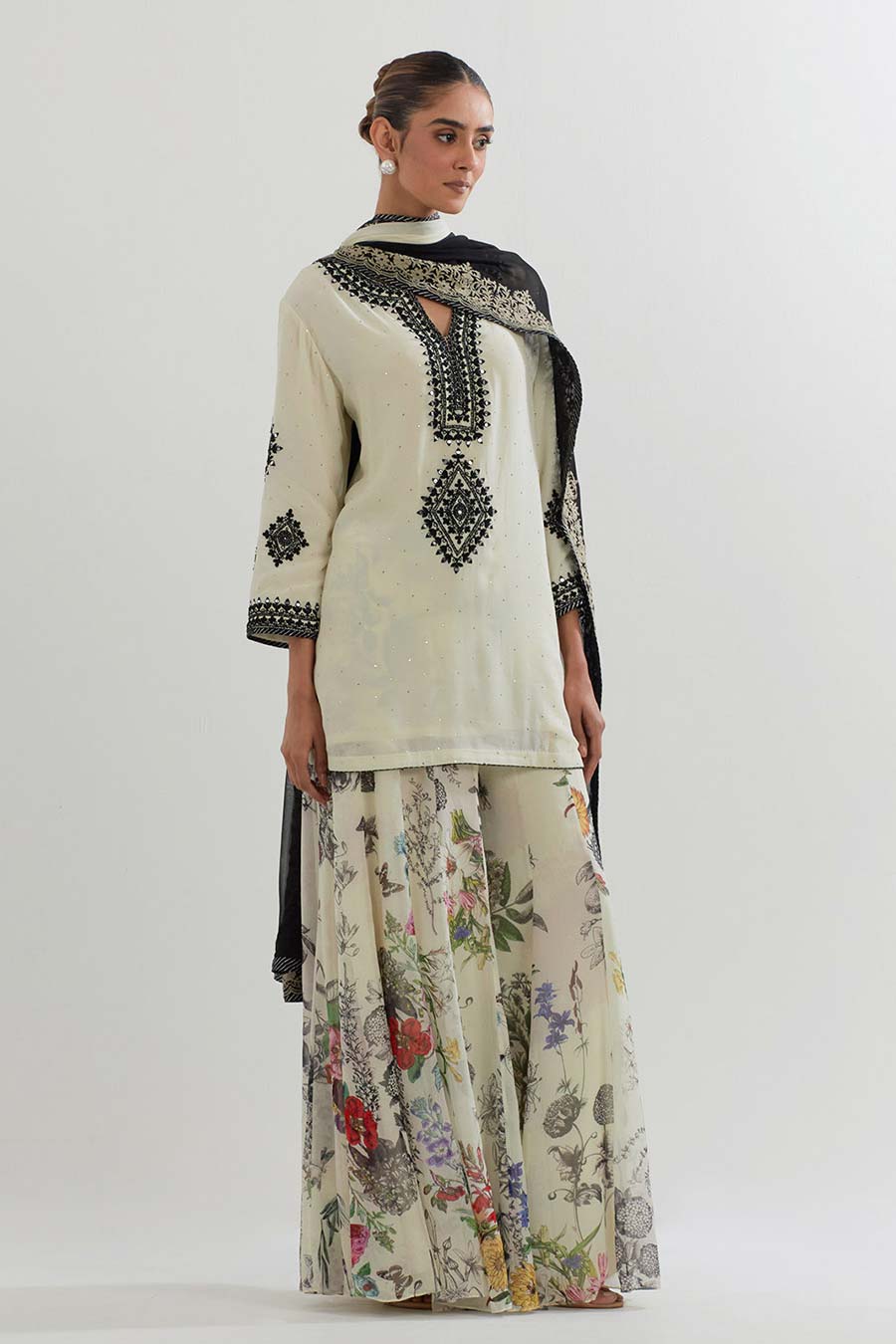 Embroidered Sharara Set with Dupatta