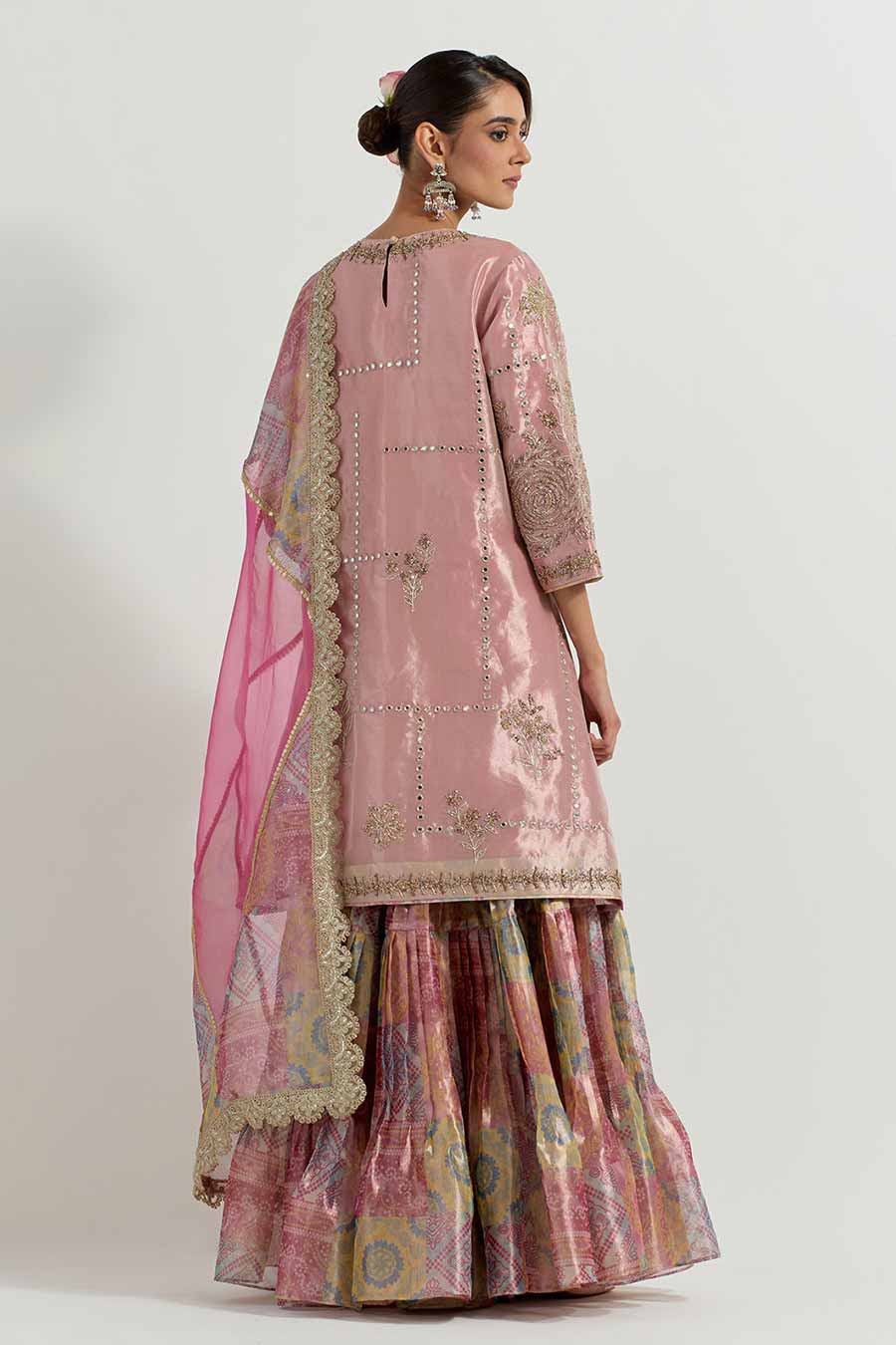 Raeth Fuchsia Tissue Embellished Sharara Set