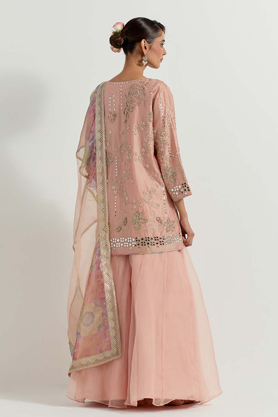 Raeth Pink Chanderi & Organza Embellished Sharara Set