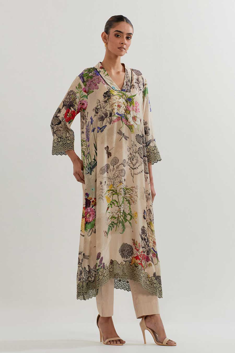 Botanical Printed Tunic & Lycra Pants Co-Ord Set