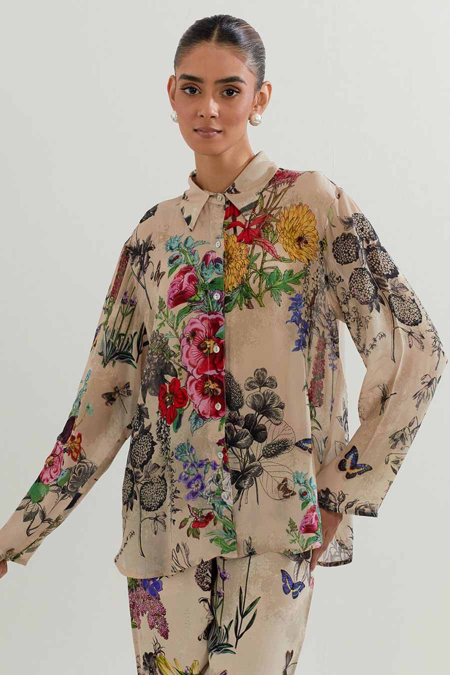 Botanical Print Shirt & Pant Co-Ord Set