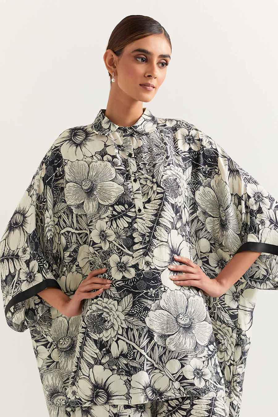 Black & White Printed Kaftan Co-Ord Set