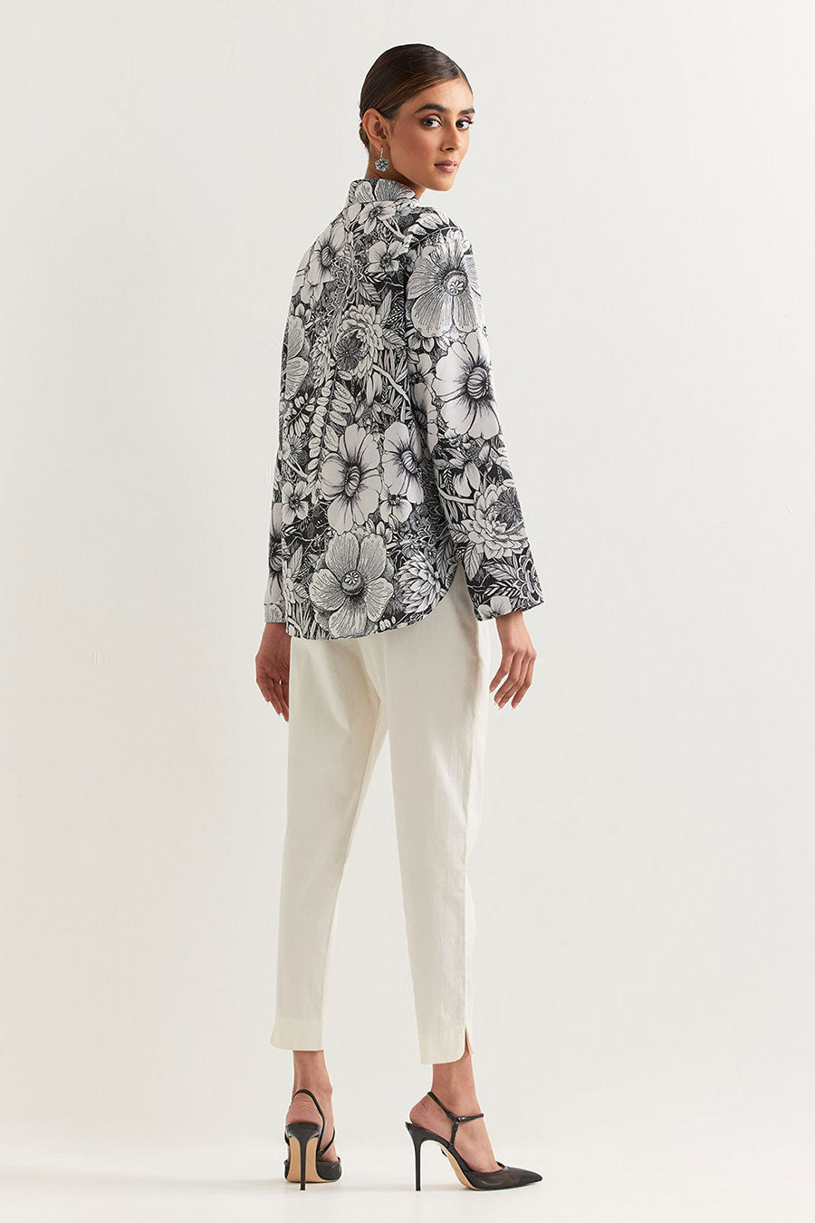 Black & White Printed Crepe Shirt