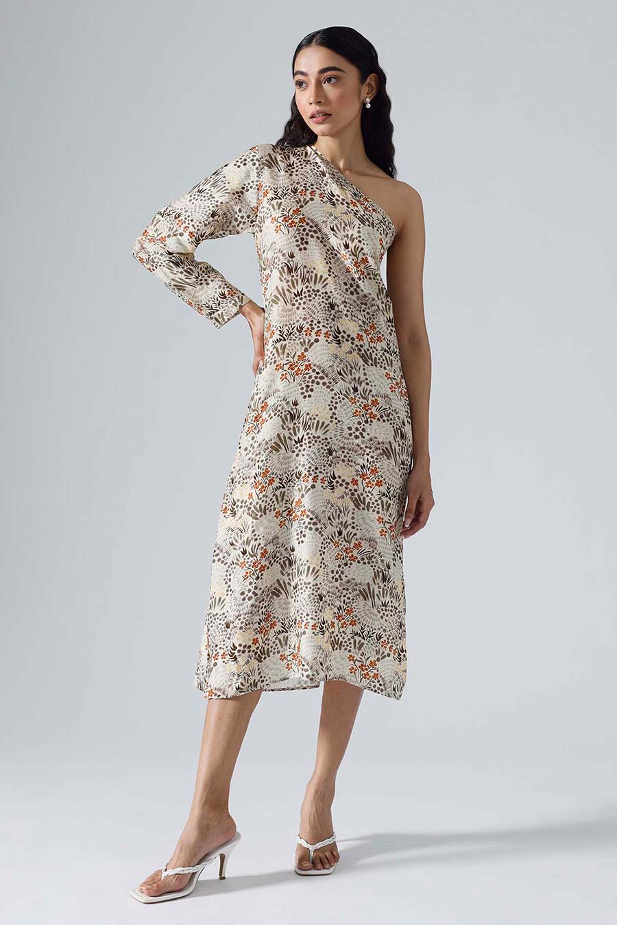 Ivory Printed Garden Dress