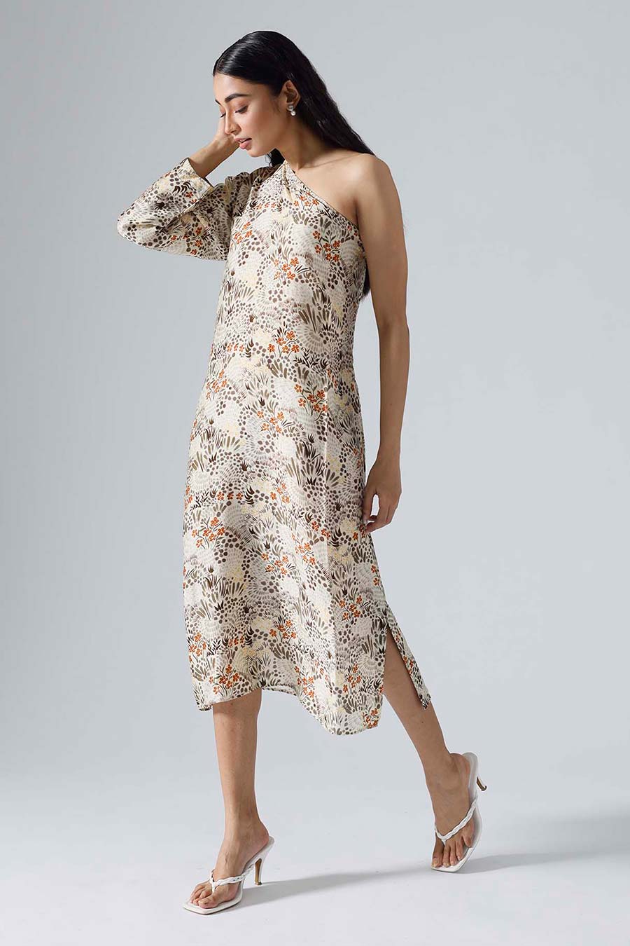 Ivory Printed Garden Dress