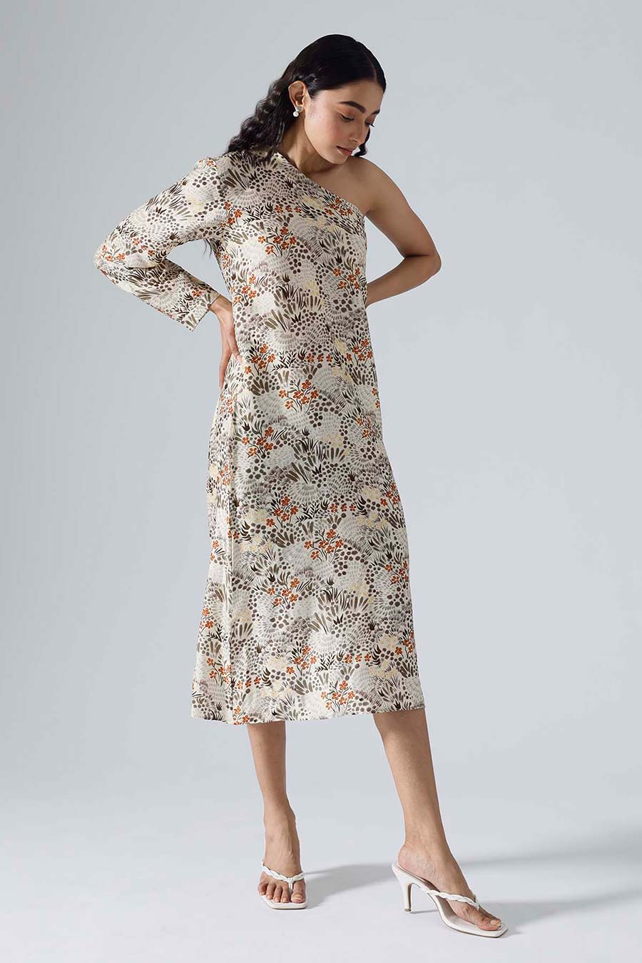 Ivory Printed Garden Dress