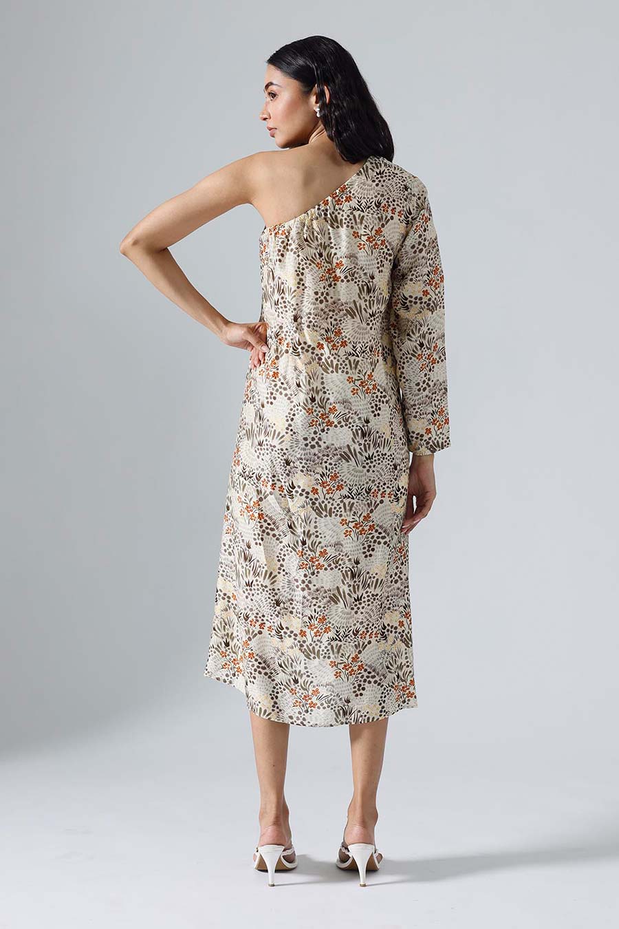 Ivory Printed Garden Dress