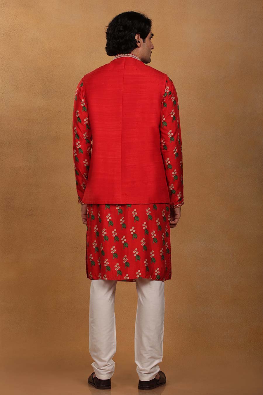 Red Hand Embroidered Bandi Jacket