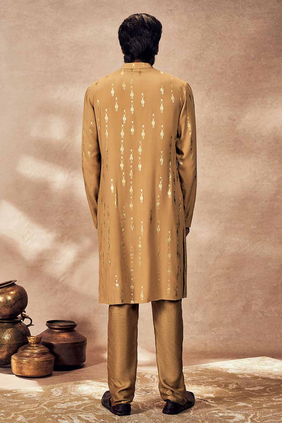 Beige Tribal Pillar Printed Kurta Set