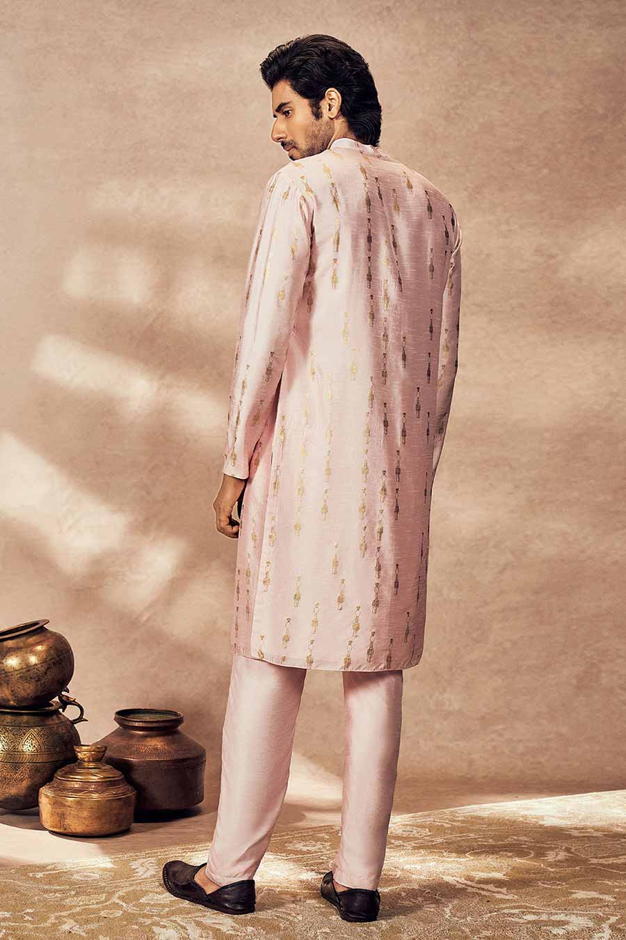 Baby Pink Tribal Pillar Printed Kurta