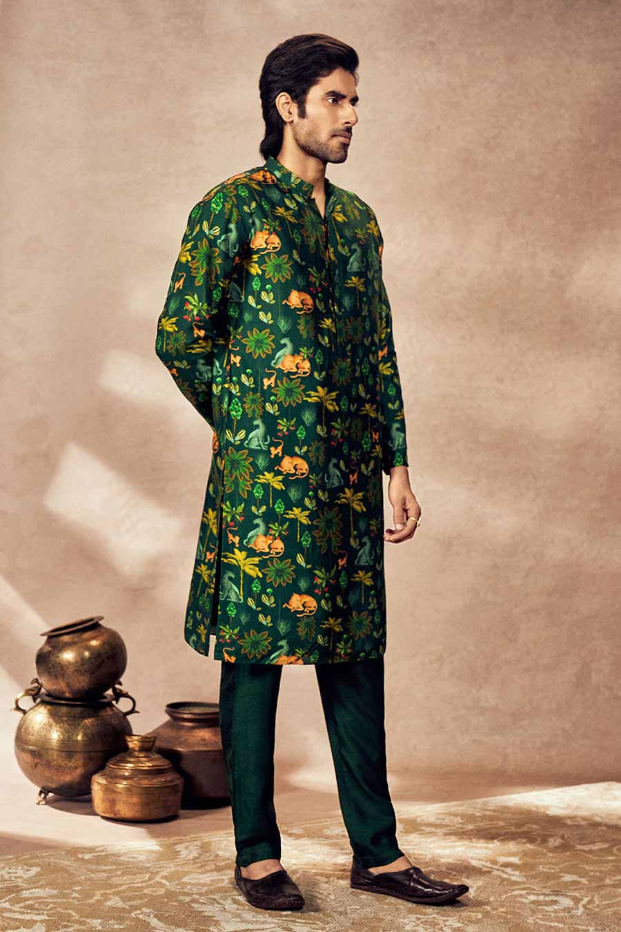 Green Tropical Rhapsody Printed Kurta