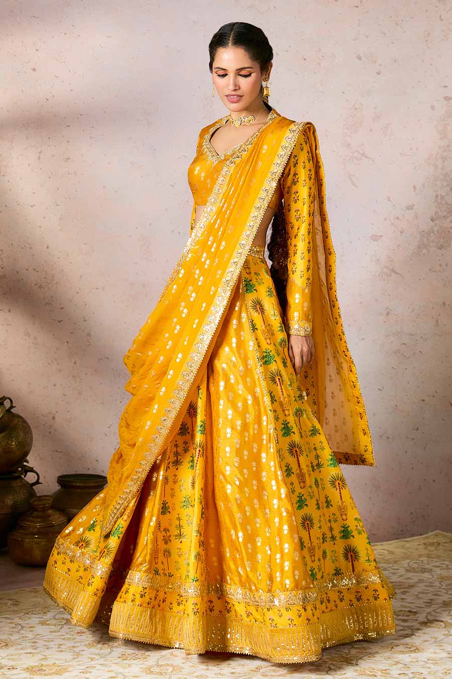 Yellow Nomatic Tribe Embroidered Lehenga Set