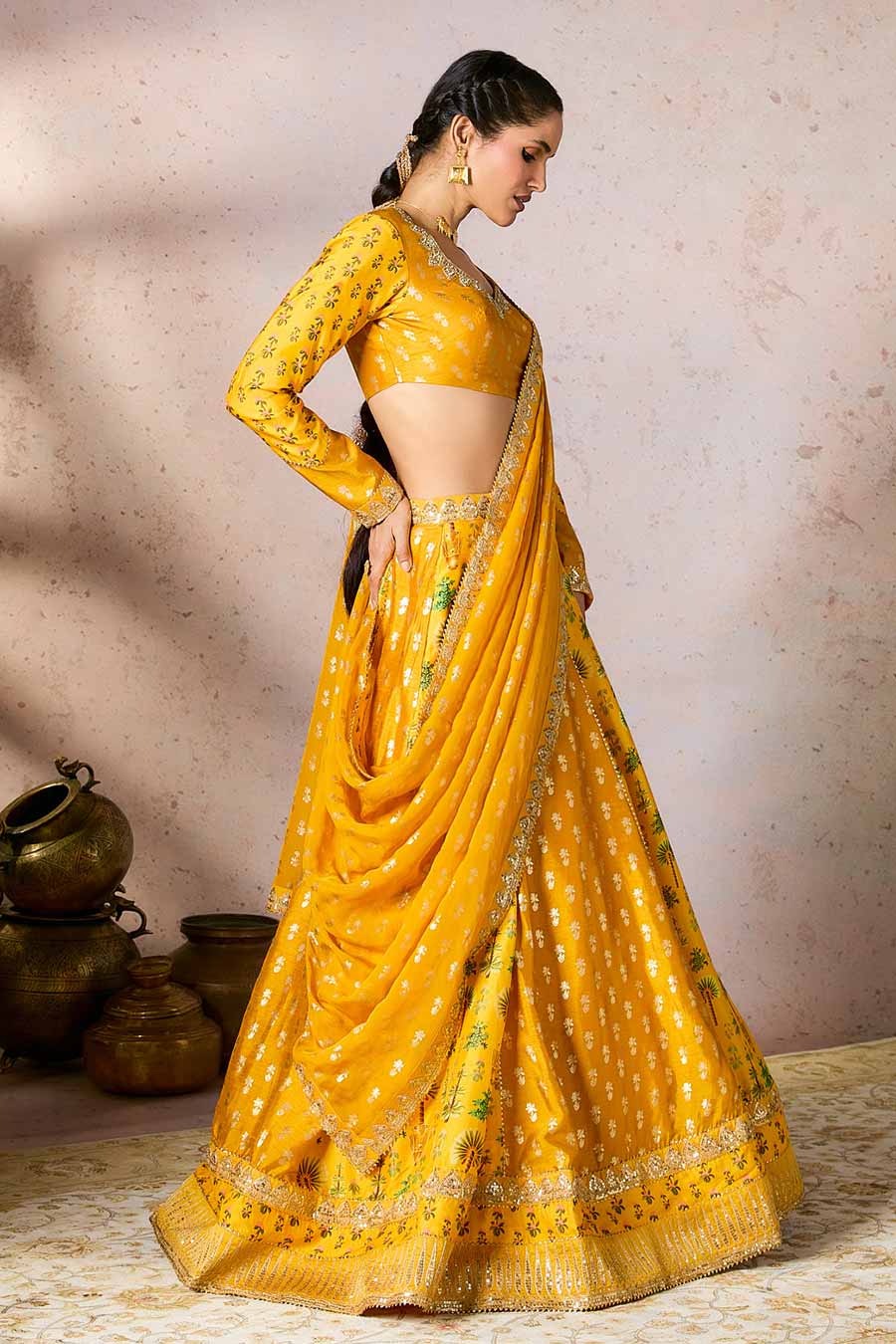 Yellow Nomatic Tribe Embroidered Lehenga Set