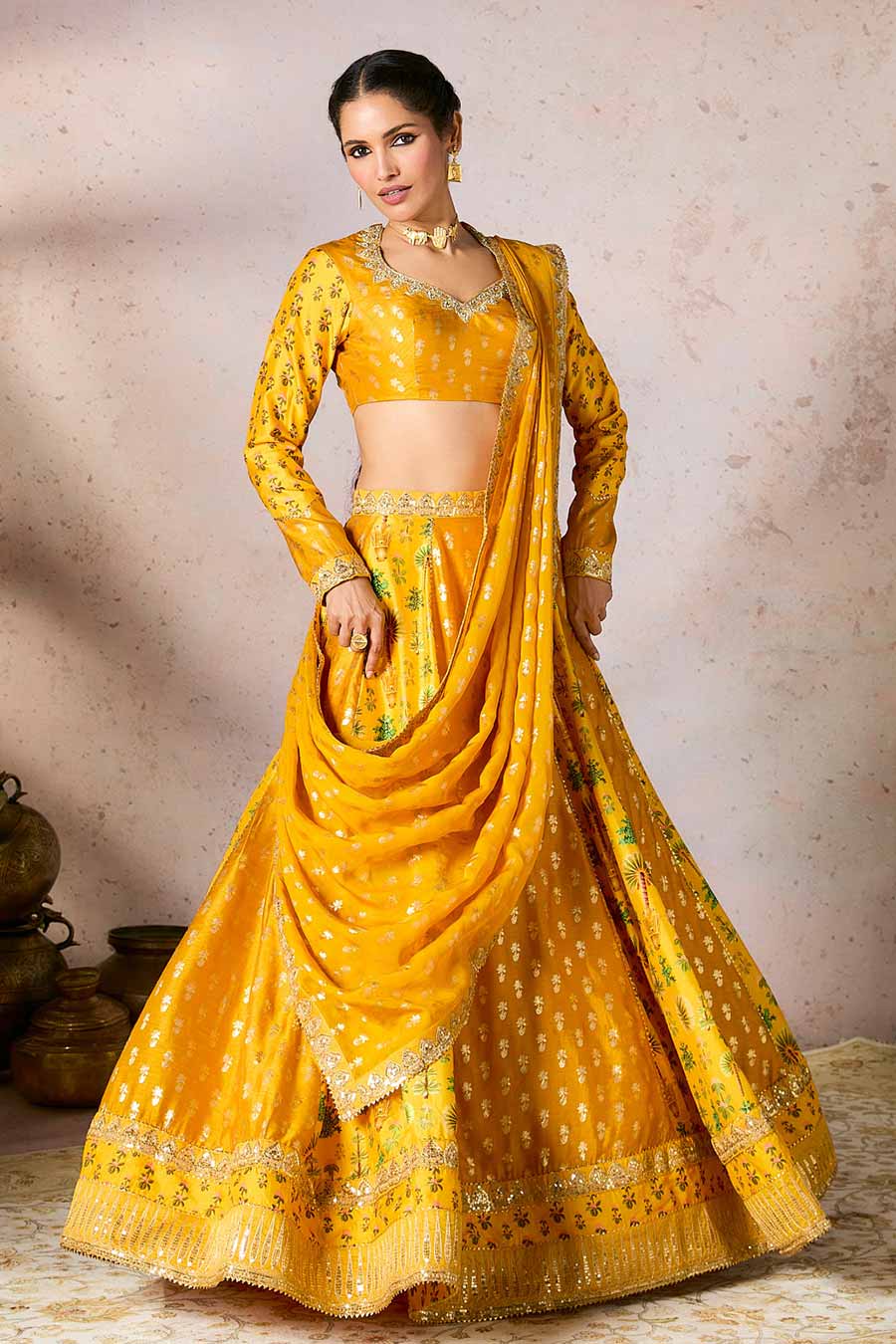 Yellow Nomatic Tribe Embroidered Lehenga Set