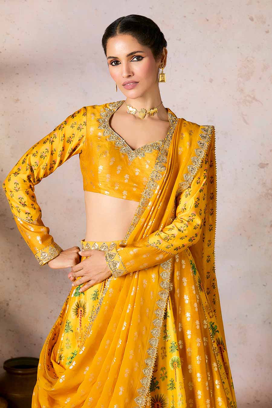 Yellow Nomatic Tribe Embroidered Lehenga Set