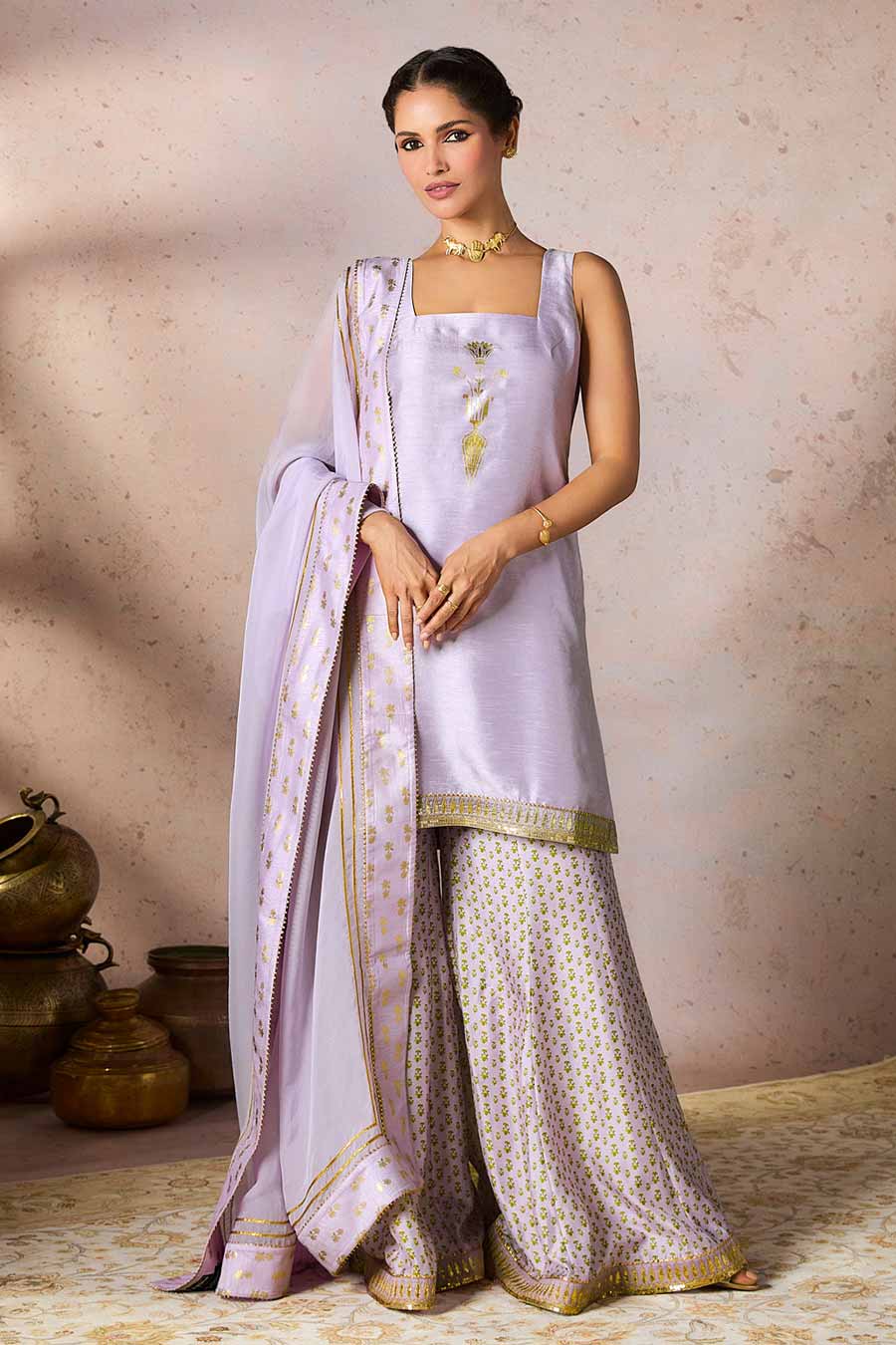 Lilac Pixie Dust Embellished Sharara Set