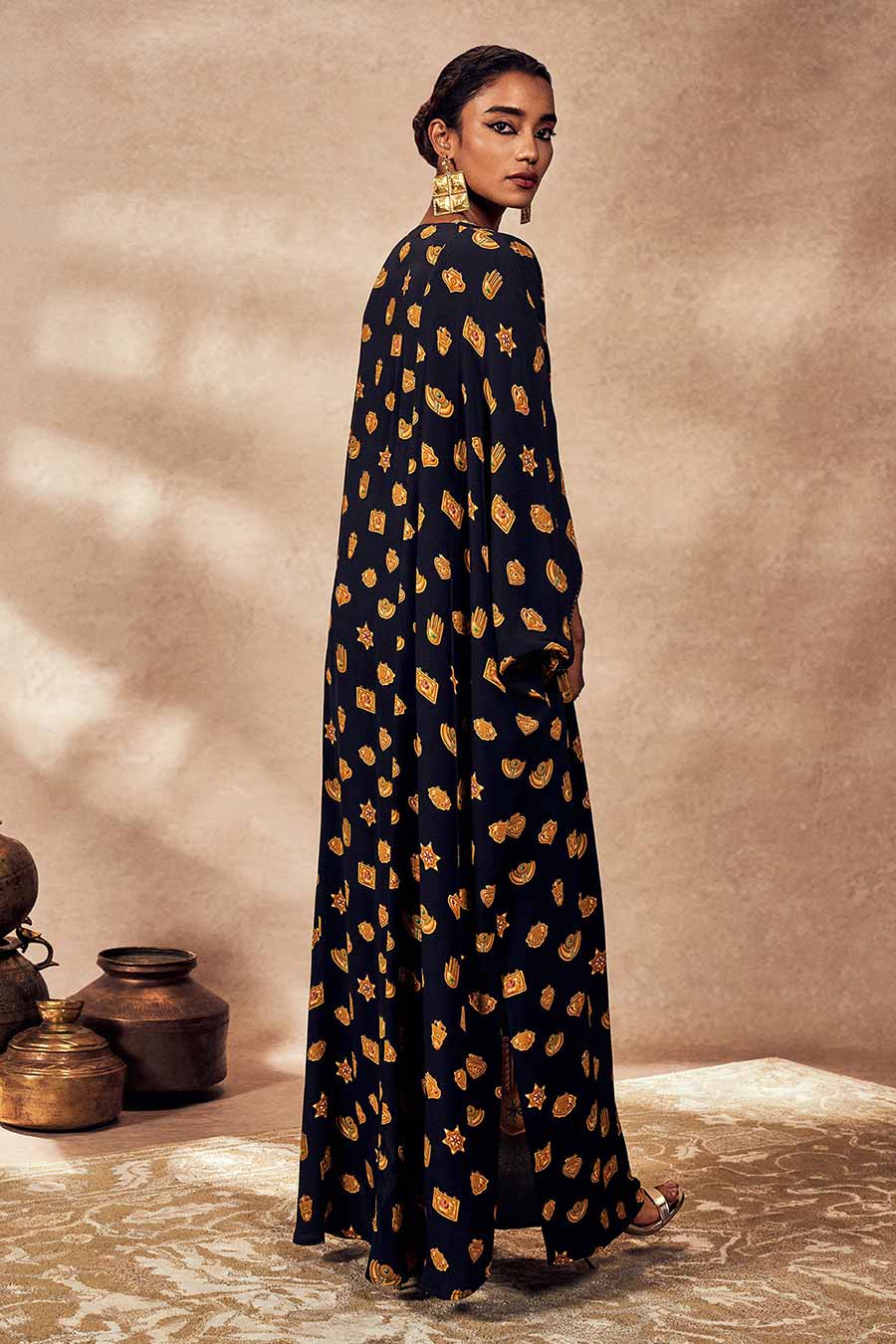 Black Trinkets Printed Kaftan