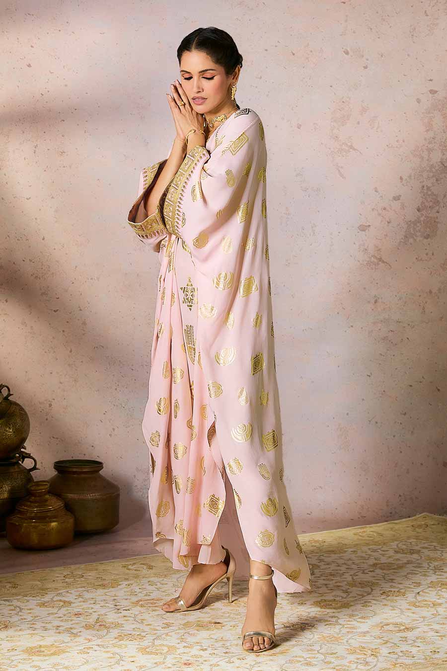 Baby Pink Trinkets Printed Kaftan