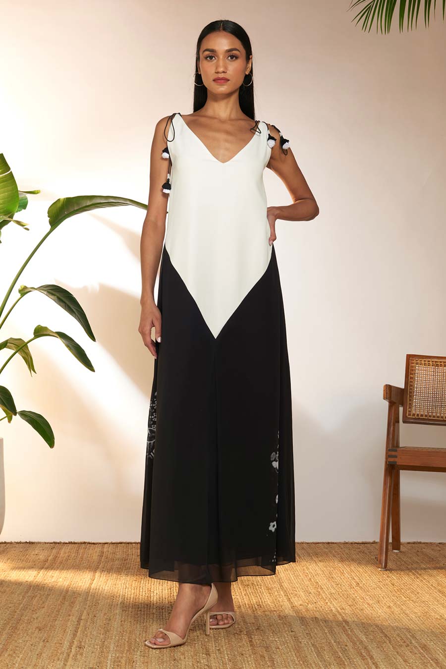 Black & White Tropicool Long Dress