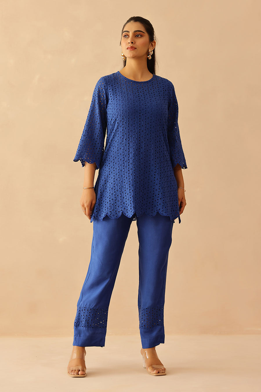 Aster Blue Schiffli Co-Ord Set