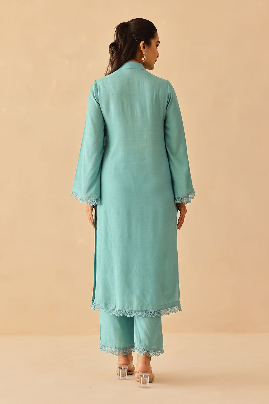 Aqua Blue Iris Tunic & Pant Set