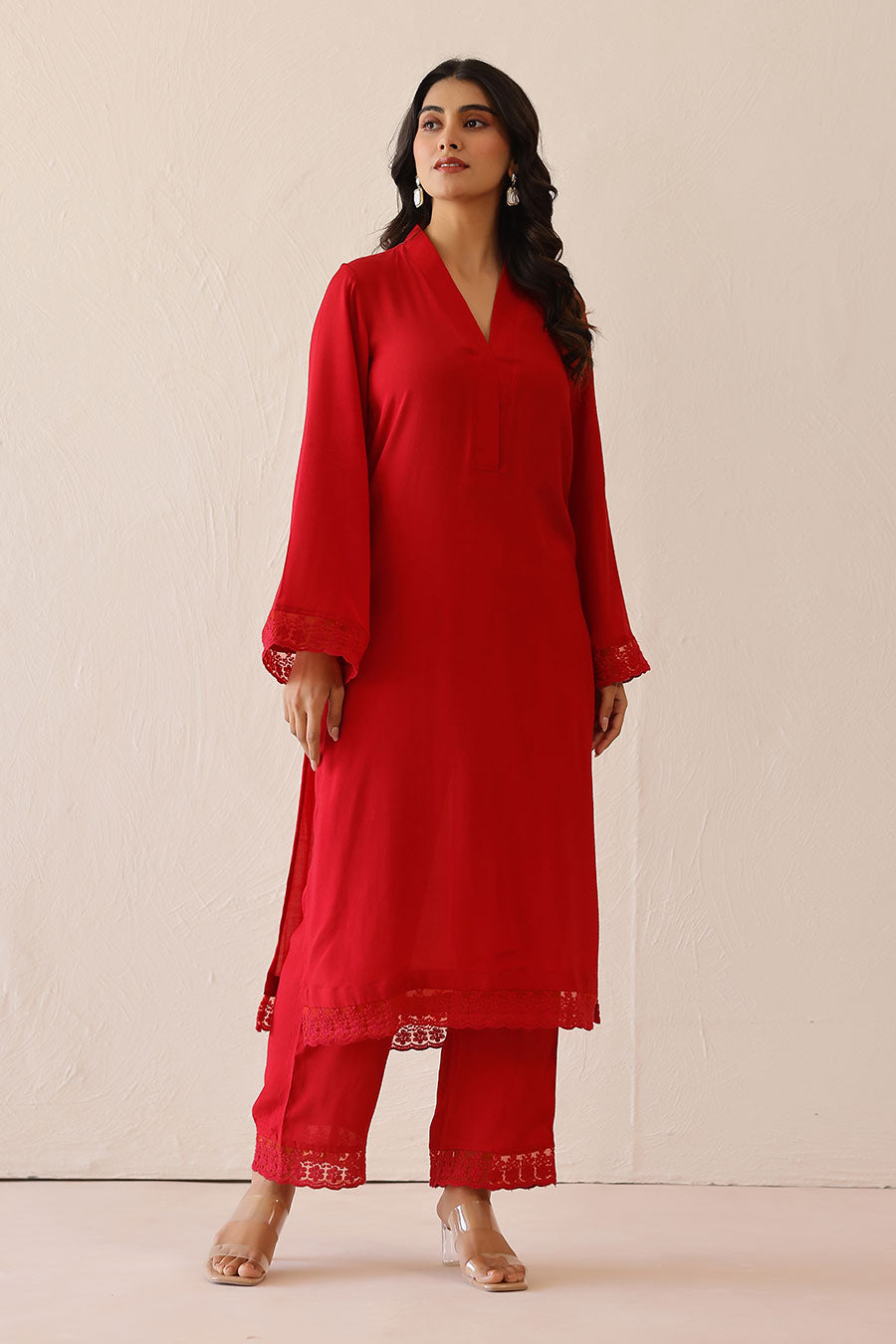 Crimson Red Iris Tunic & Pant Set