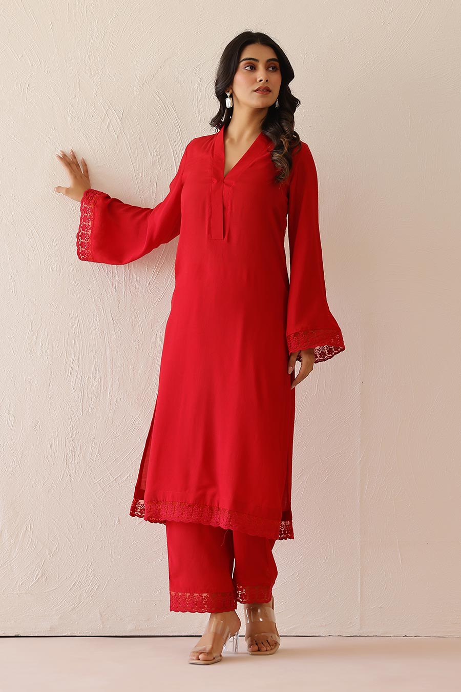 Crimson Red Iris Tunic & Pant Set