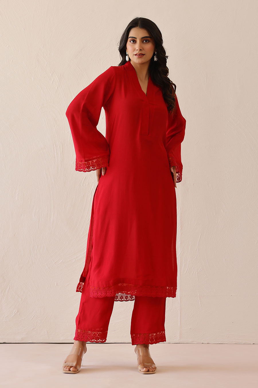 Crimson Red Iris Tunic & Pant Set