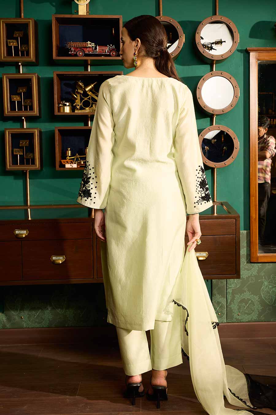 Pista Green Embroidered Kurta Set