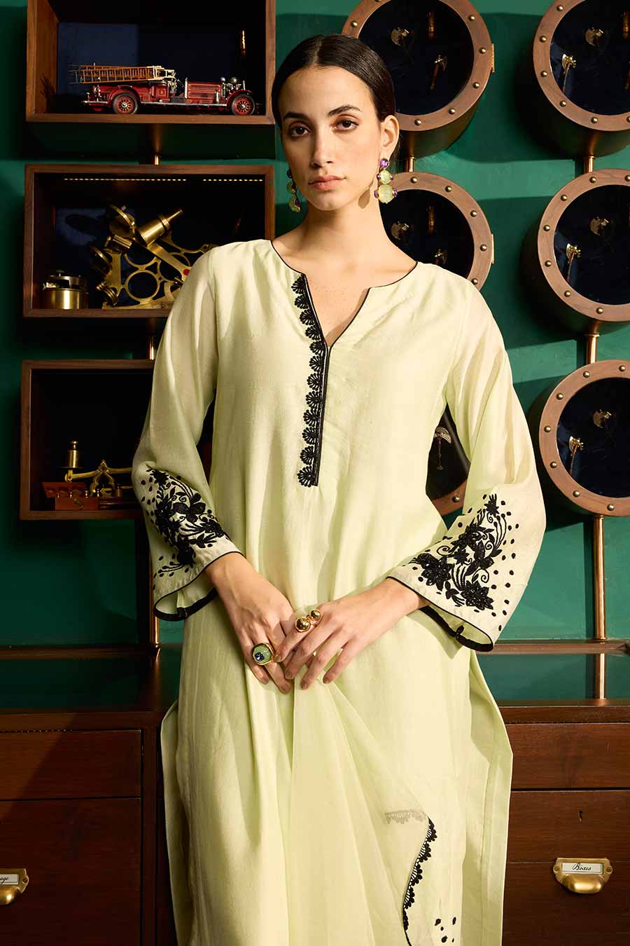 Pista Green Embroidered Kurta Set