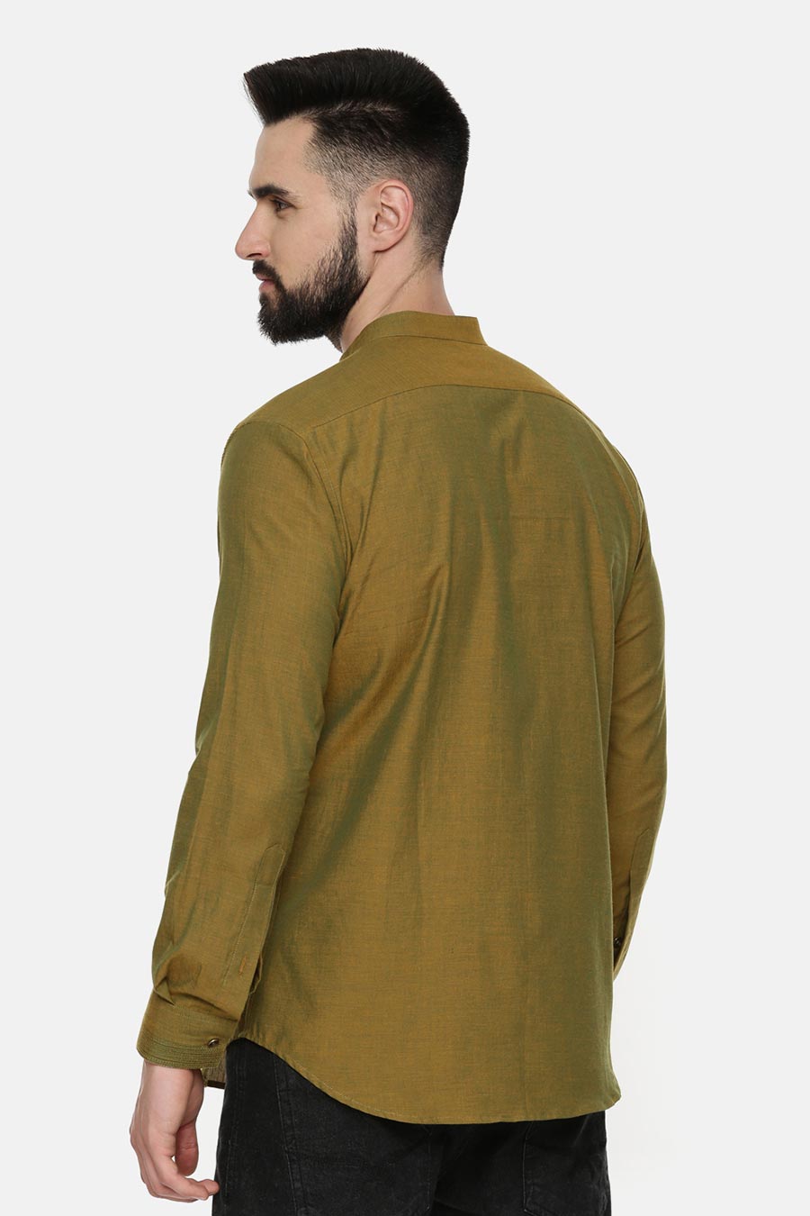 Mustard Green Malai Cotton Pintuck Shirt