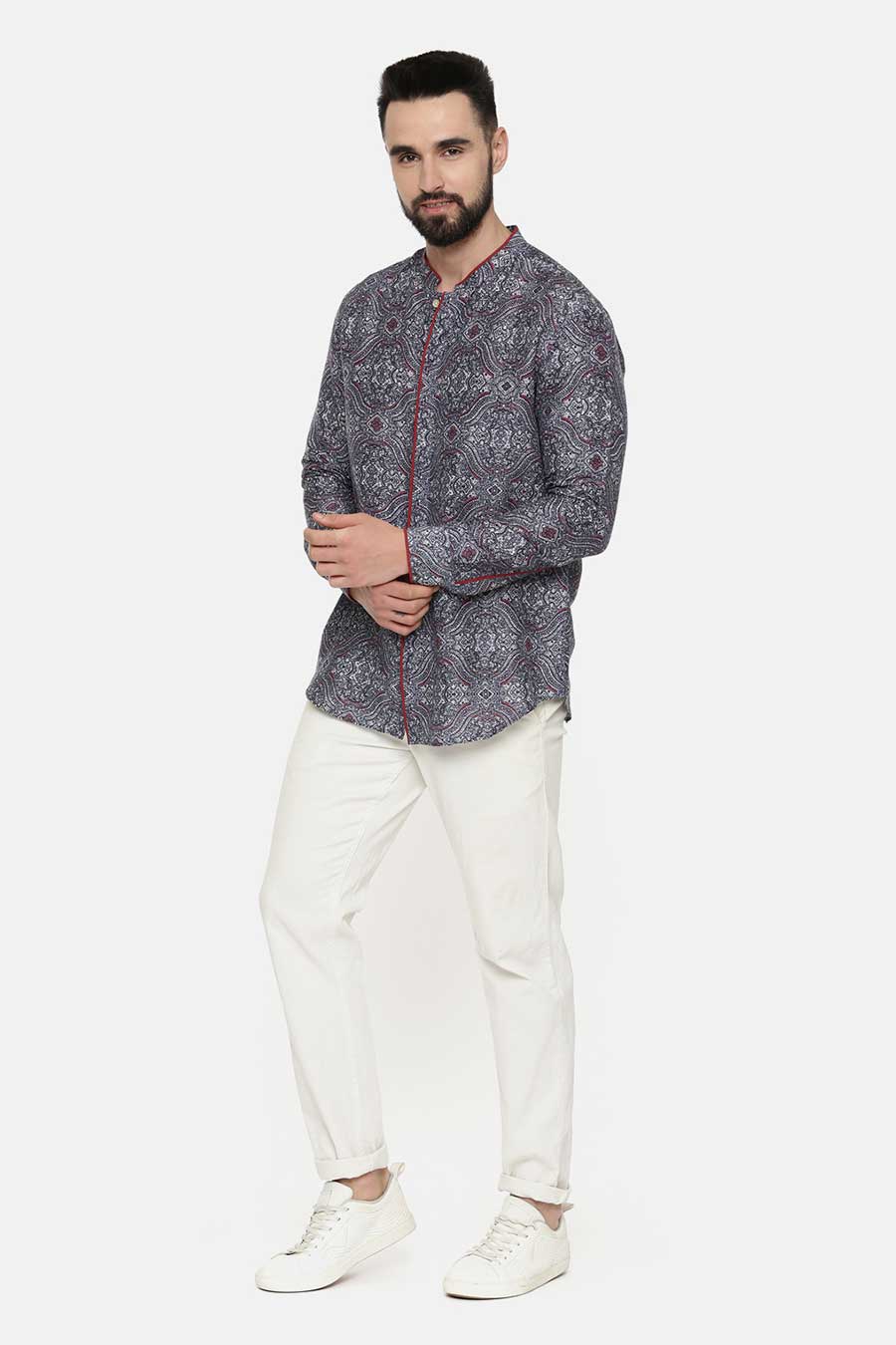 Blue Bemberg Linen Printed Shirt