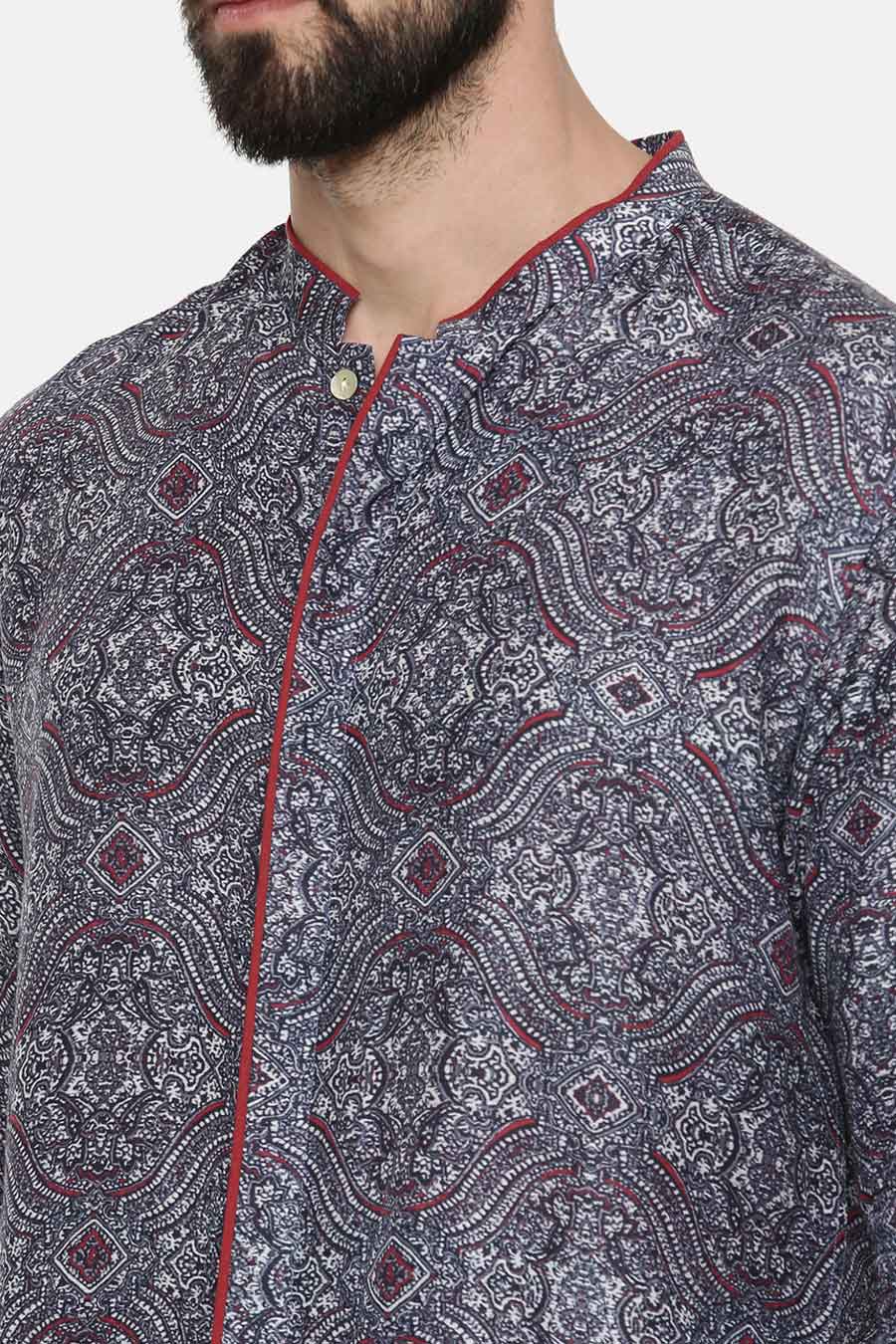 Blue Bemberg Linen Printed Shirt