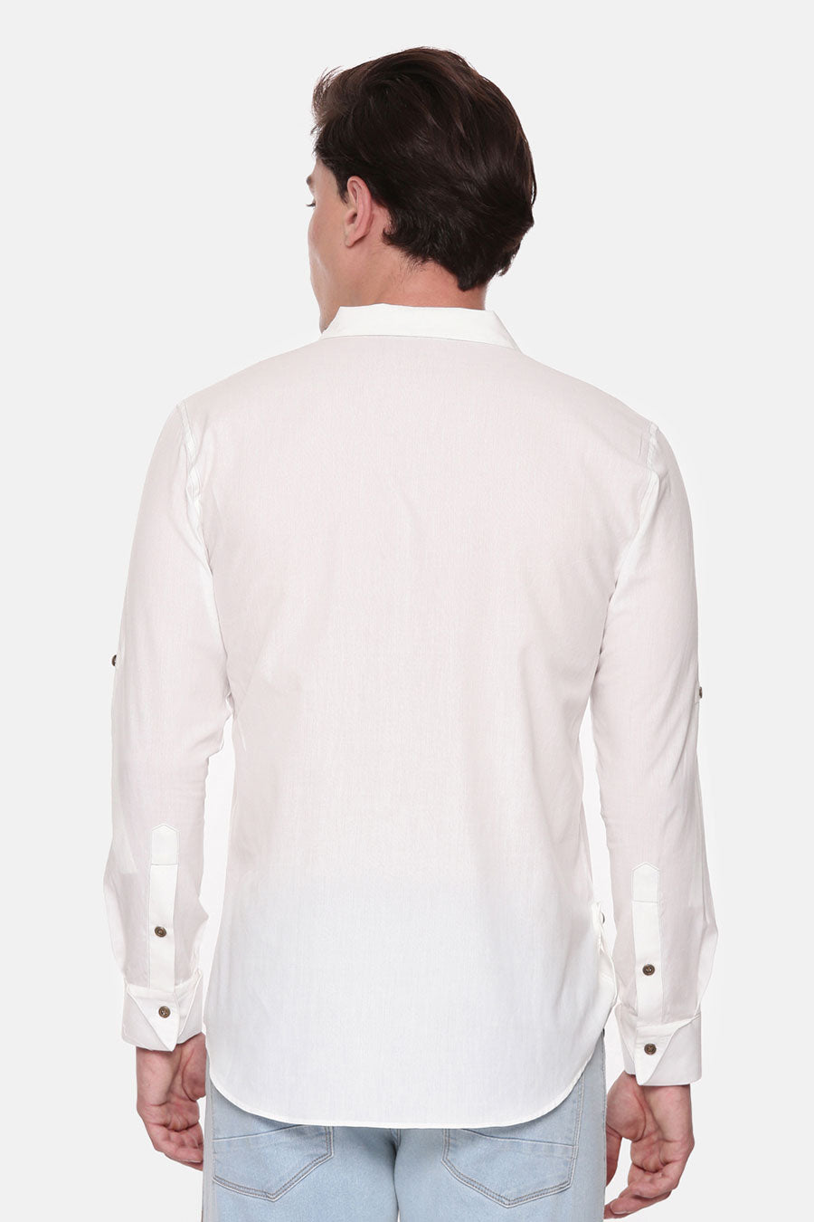 White Malai Cotton Panel Shirt