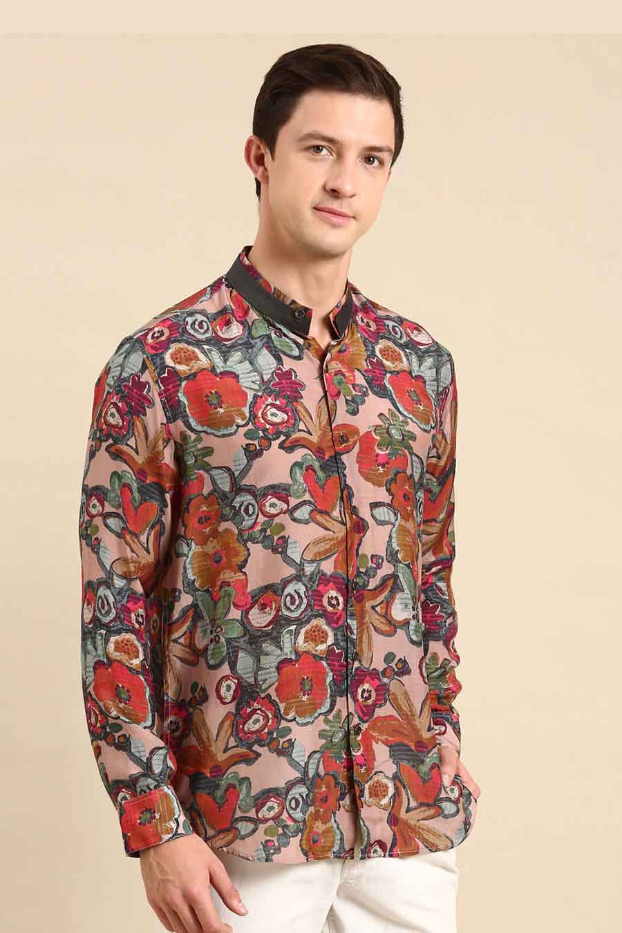 Multicolour Muslin Printed Shirt