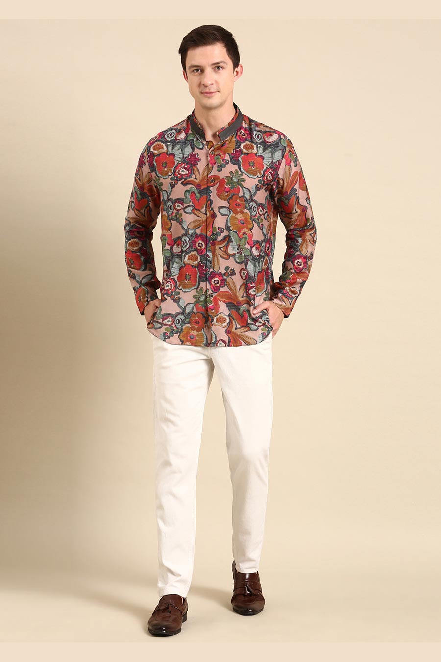 Multicolour Muslin Printed Shirt