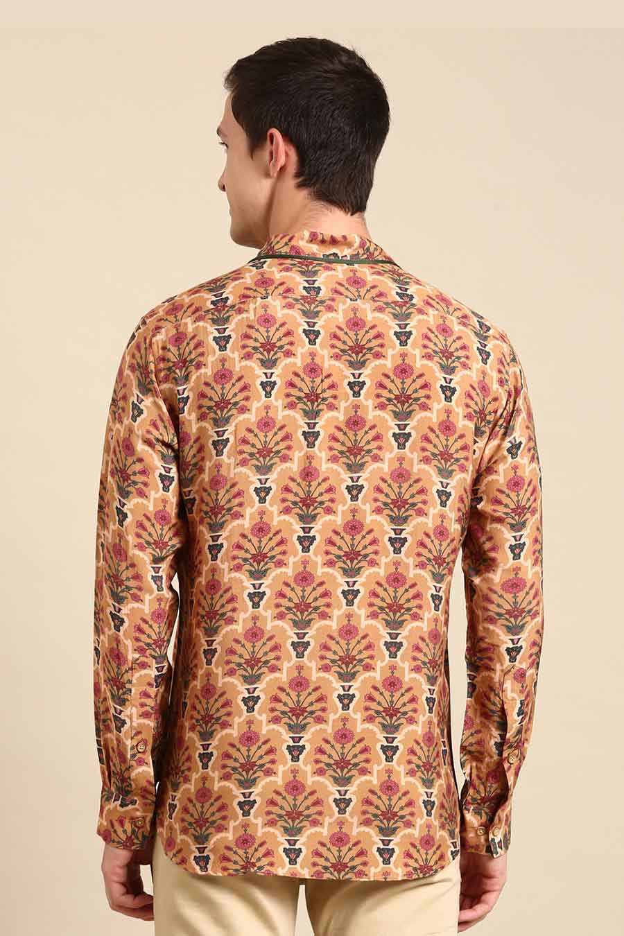 Mustard Muslin Printed Shirt