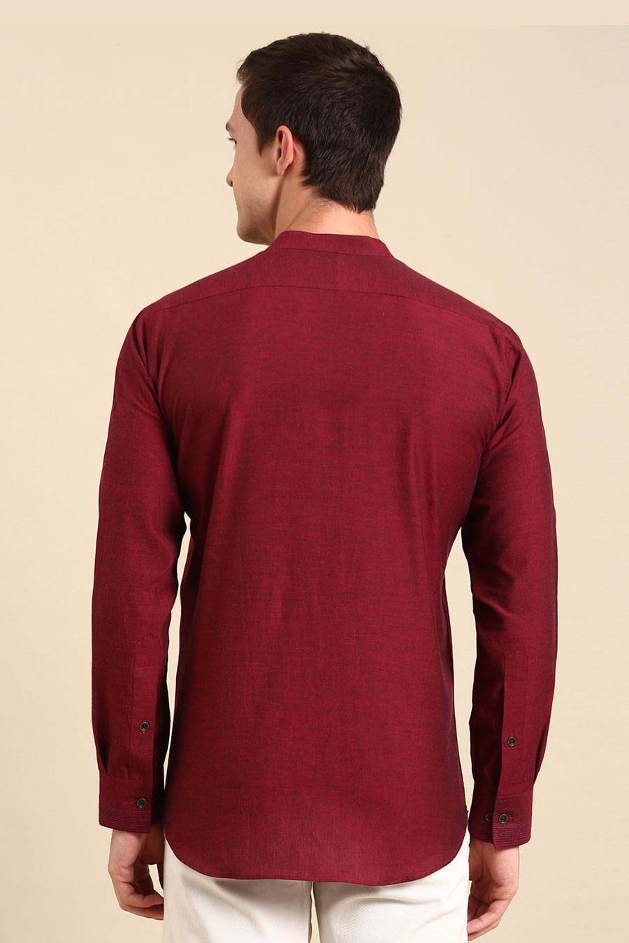 Maroon Malai Cotton Pintuck Shirt