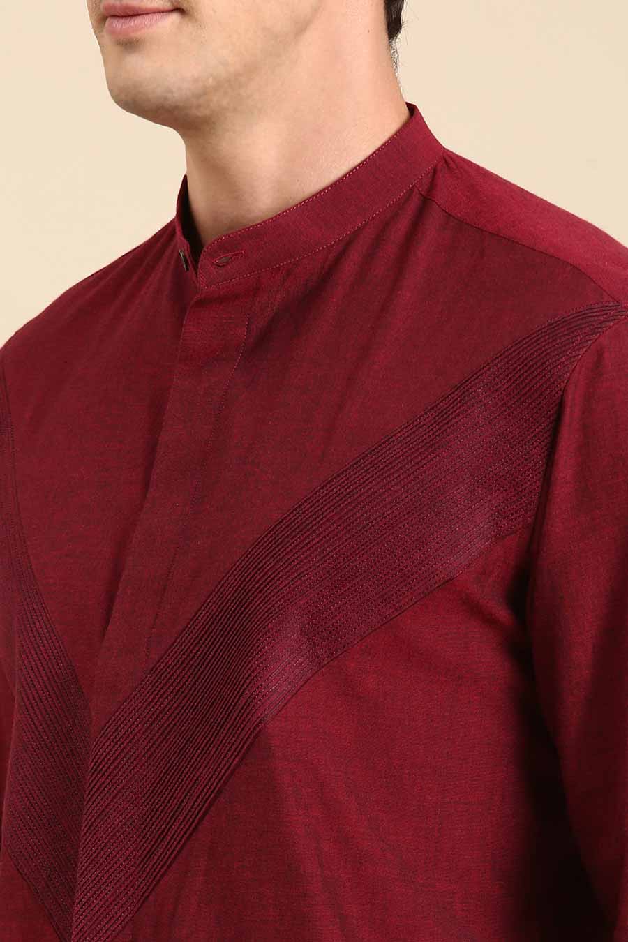 Maroon Malai Cotton Pintuck Shirt