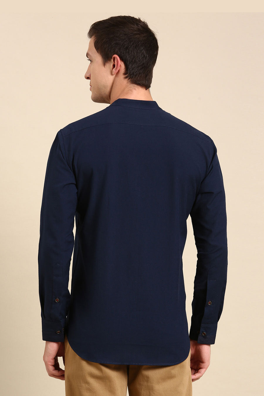 Navy Blue Malai Cotton Pintuck Shirt