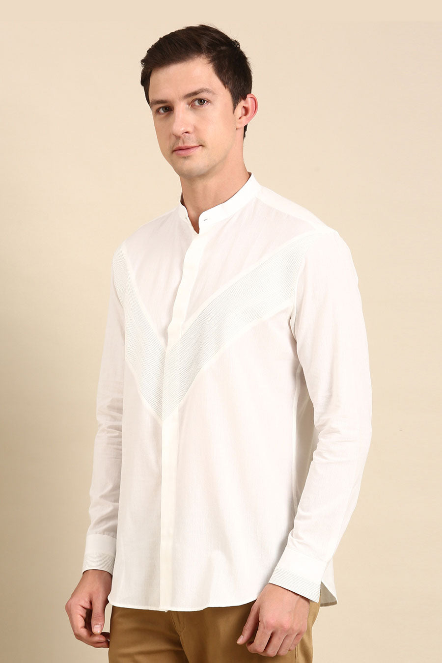 White Malai Cotton Pintuck Shirt