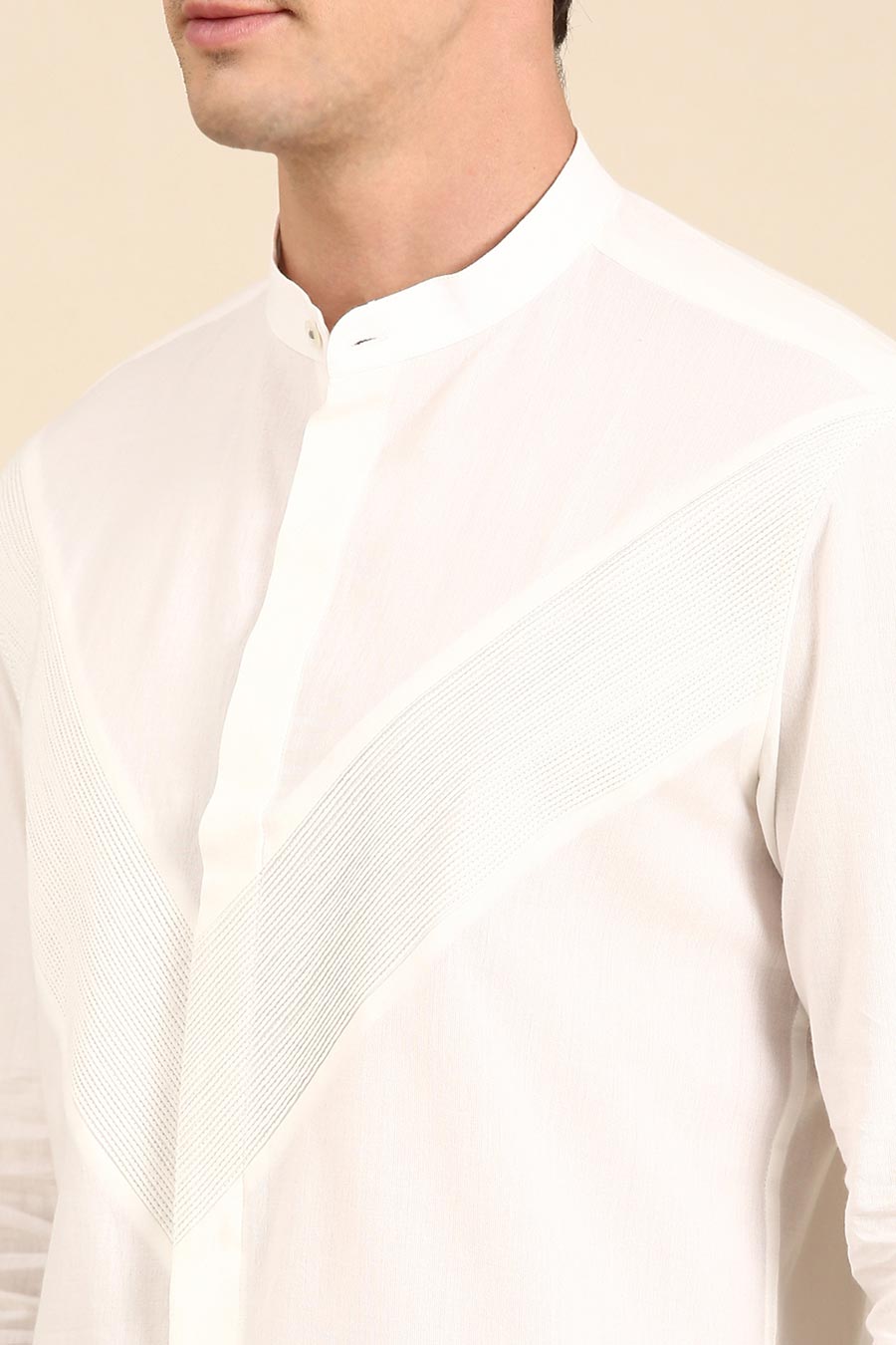 White Malai Cotton Pintuck Shirt