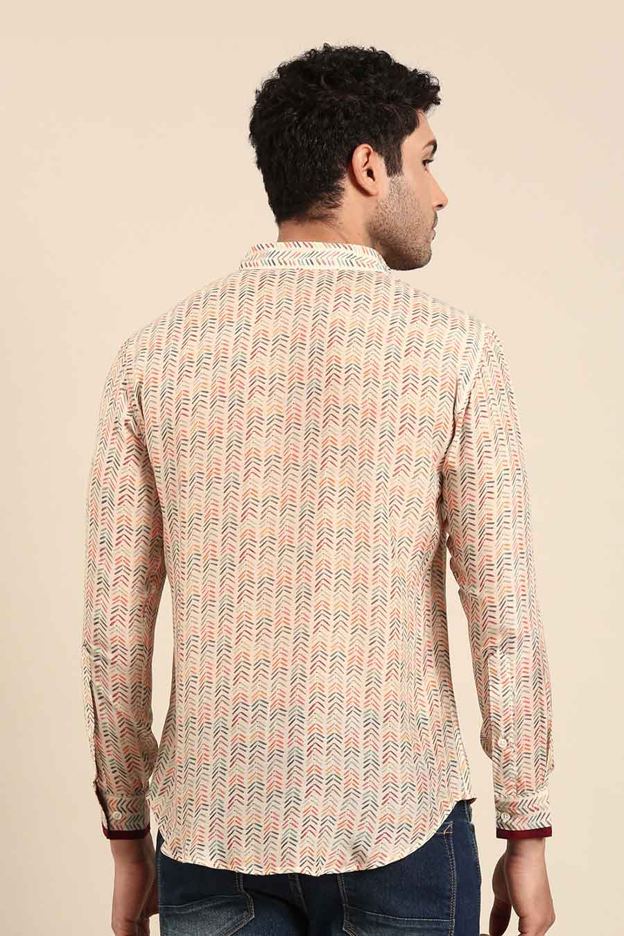 Beige Muslin Printed Shirt