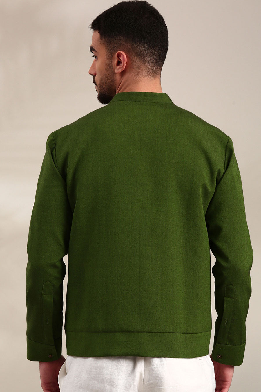 Green Cotton Bomber Jacket