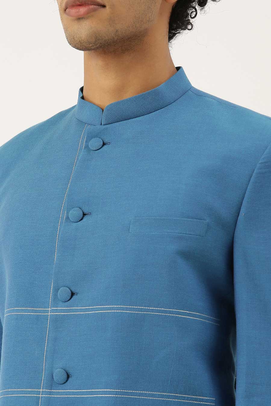 Blue Classic Cotton Bandhgala