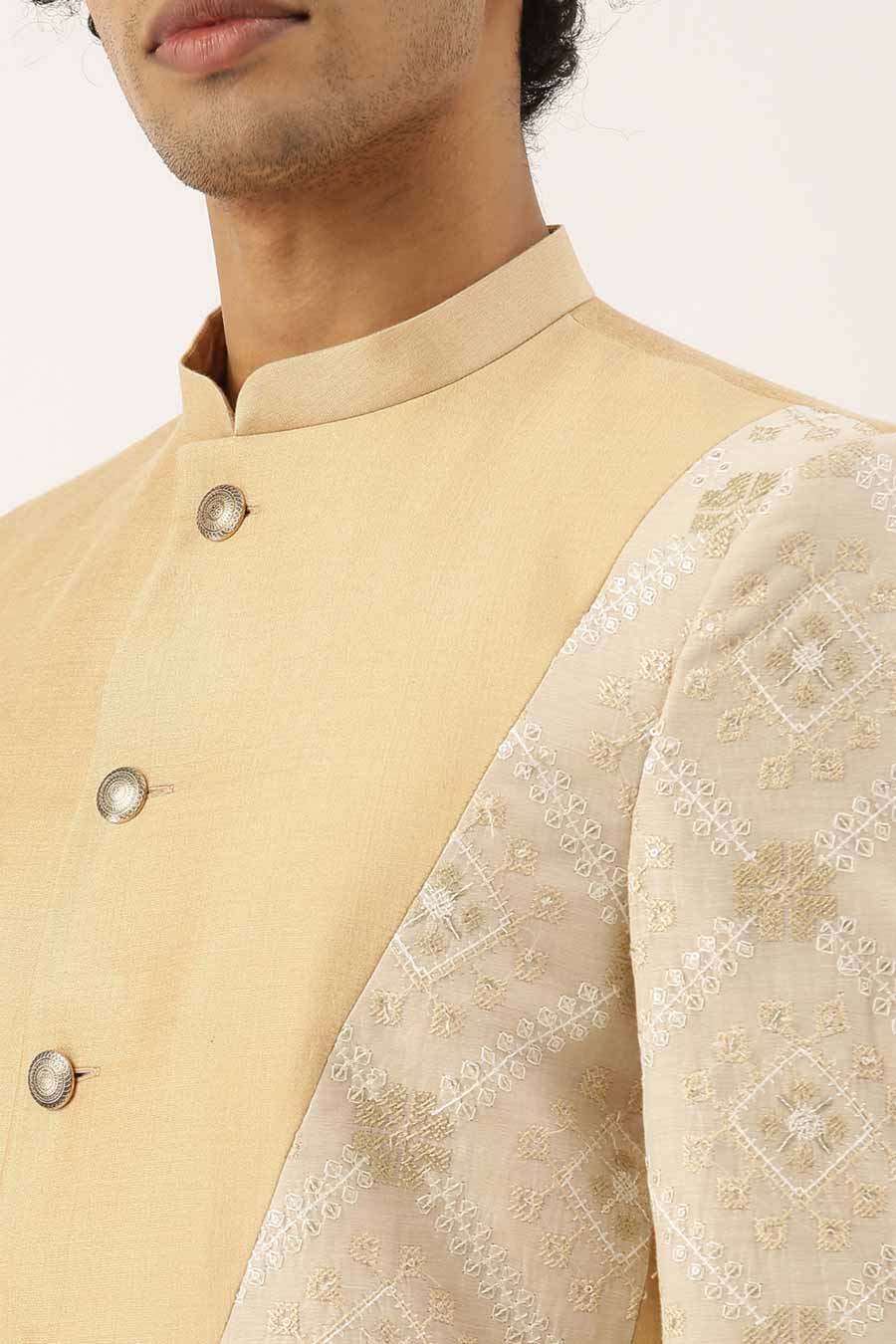 Beige & Cream Embroidered Bandhgala