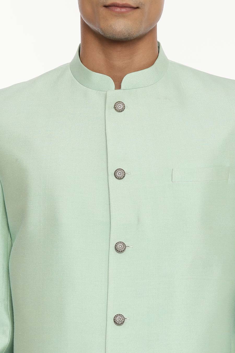 Pastel Green Embroidered Bandhgala