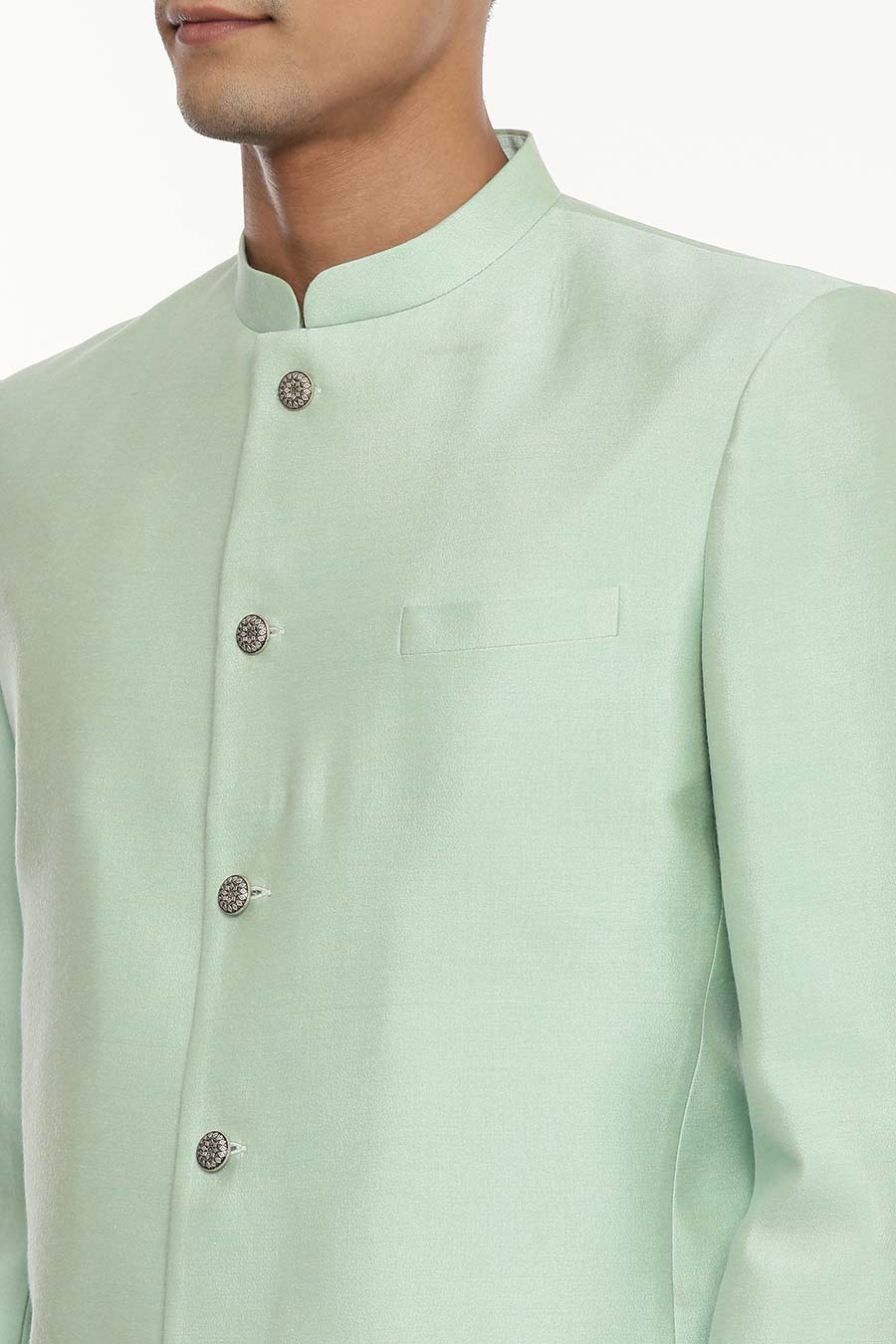 Pastel Green Embroidered Bandhgala