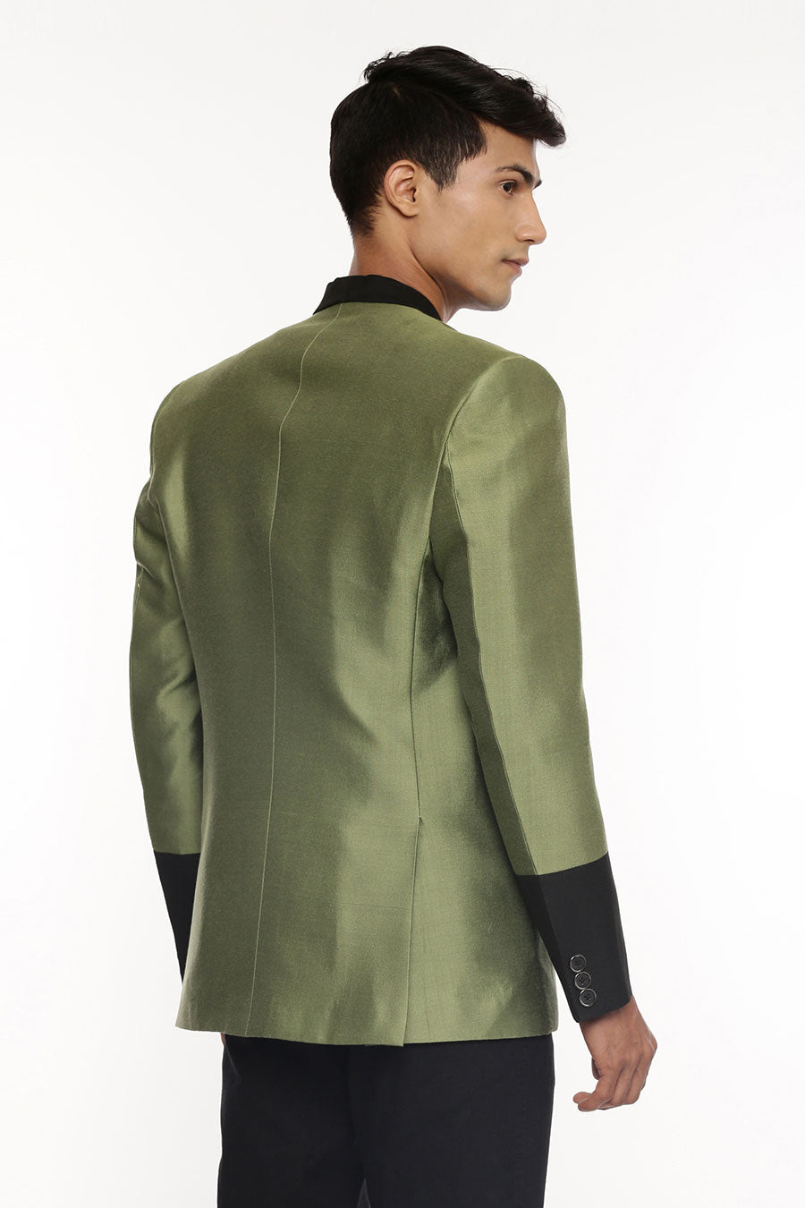 Green & Black Panel Blazer