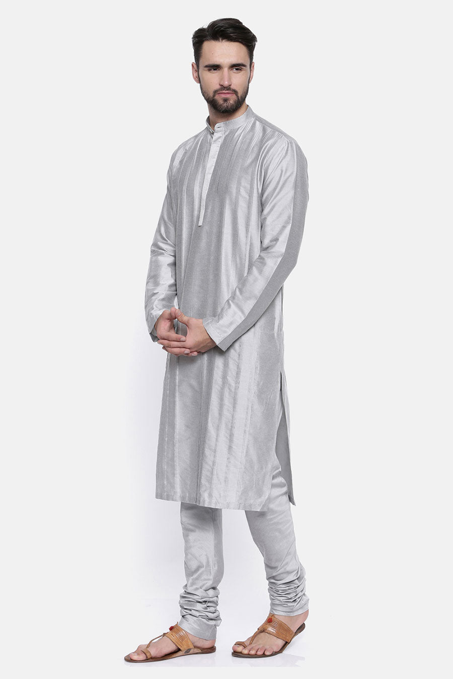 Silver Grey Pintuck Kurta Set